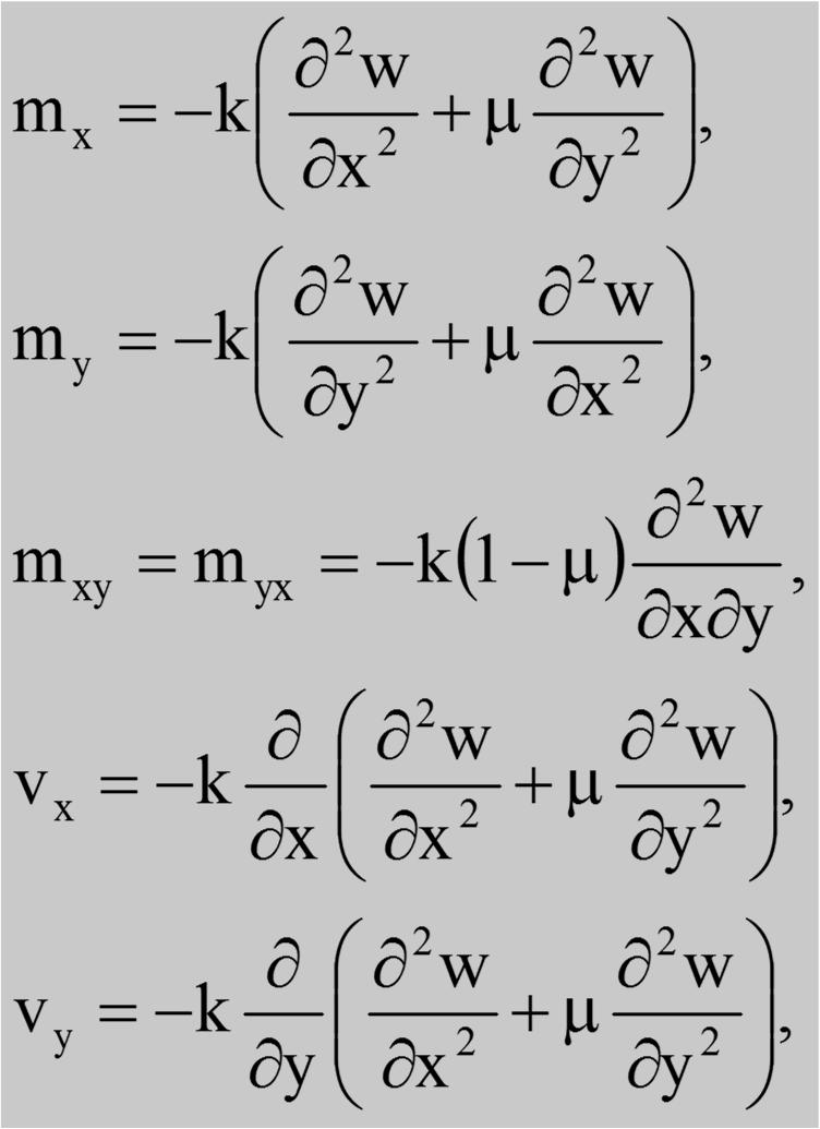 Lemezegyenlet Az egyenletben egyedüli ismeretlen a w(x,y) lehajlásfüggvény, melyet ha sikerül az