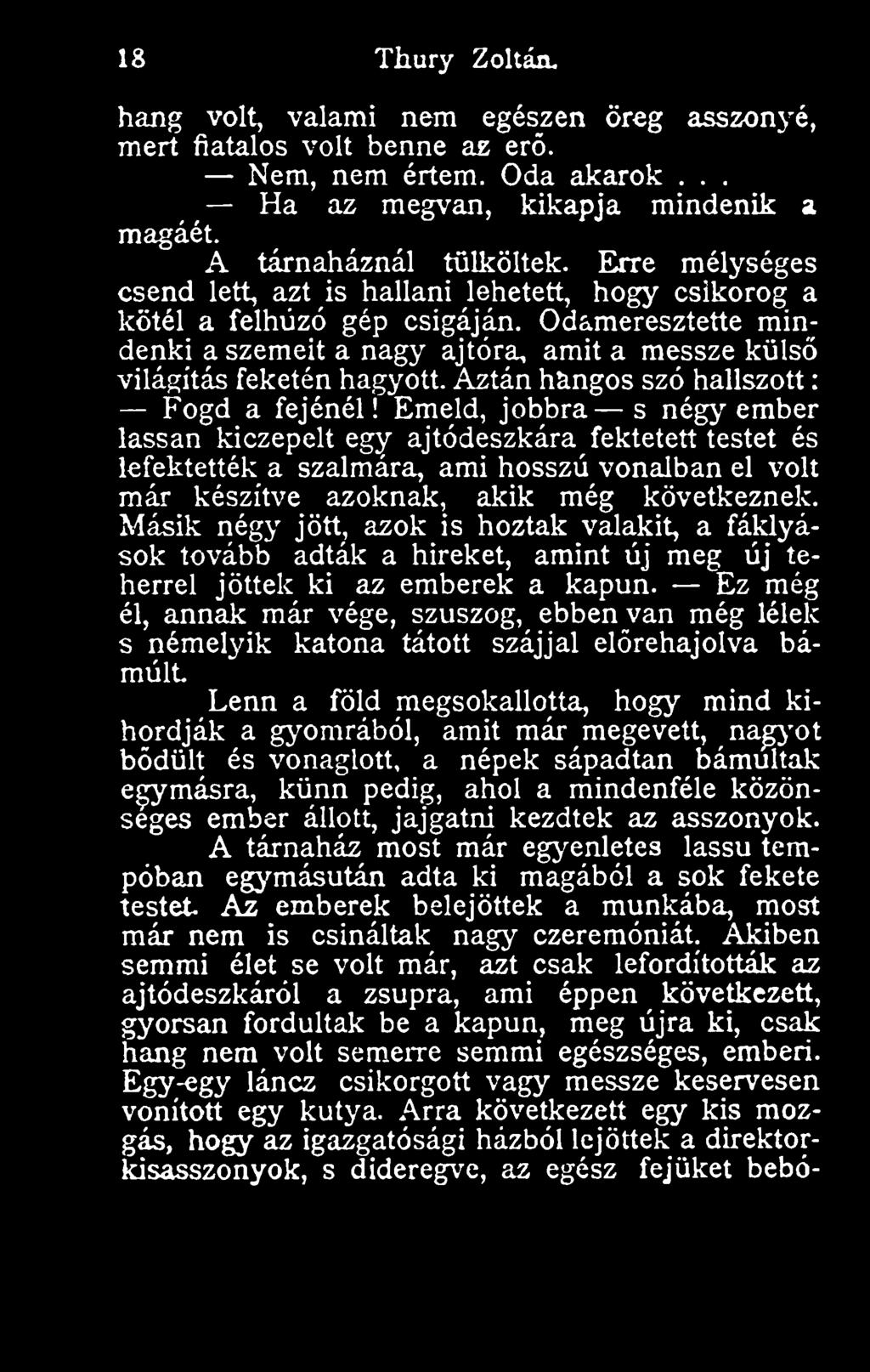 Másik négy jött, azok is hoztak valakit, a fáklyások tovább adták a híreket, amint új meg új teherrel jöttek ki az emberek a kapun.