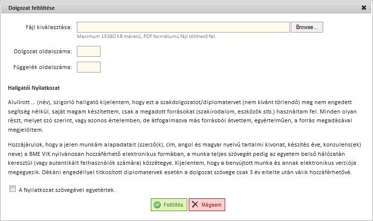 3. Dolgozat feltöltése PDF formátumban az adott félév Dolgozat sorában található Feltöltés hivatkozás segítségével (több verzió is lehetséges).