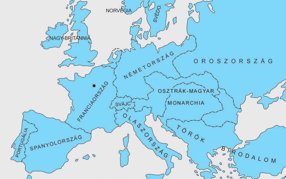 Franciaország XIV. Lajos uralkodása alatt A XVIII. század Európa-térképét látod. Jelöld csíkozással Franciaországot! Írd be a fôvárosát! Európa melyik részén fekszik Franciaország? -Európa.