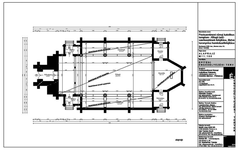 1074 PESTSZENTLÔRINC-SOROKSÁRI ESPERESKERÜLET 2. kép. Pestszentimrei Szent Imre-templom alaprajza. Plébánia Levéltára (K. M.