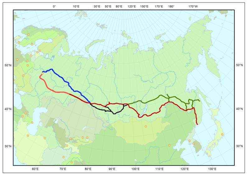 Transzszibériai vasútvonal 9288,2 km.