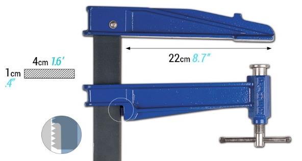 EM, FM Hosszú benyúlású szorítók Mod.S, K Súly kg 2406020 300 200 3,5 20 780 Ft 2406030 300 300 3,8 21 501 Ft 2406040 300 400 4,1 22 217 Ft 2406050 300 500 4,4 22 927 Ft Mod.