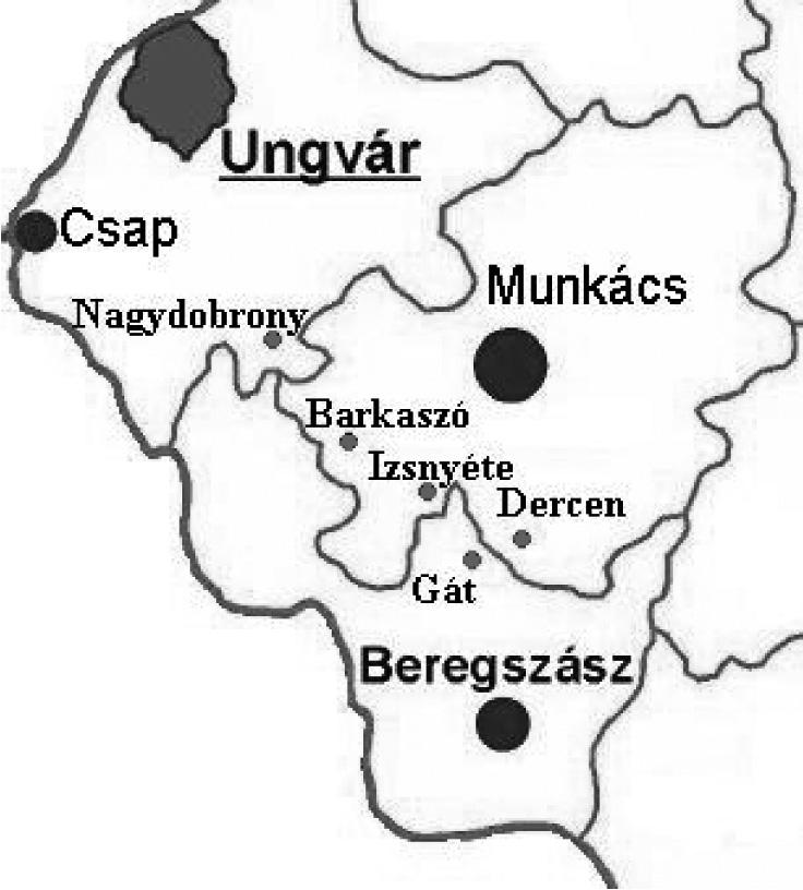 496 Ferenc Viktória Séra Magdolna Iskolaválasztás Kárpátalján 497 2. térkép.