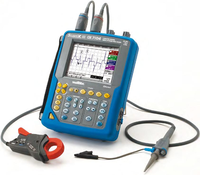 OX 7042 OX 7062 OX 7102 OX 7104 OX 7202 OX 7204 l 5 complementary tools in a single instrument: OSCILLOSCOPE, FFT ANALYSER, MULTIMETER/WATTMETER, HARMONIC ANALYSER on voltage/current/power and