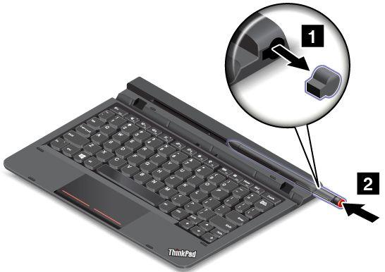 A ThinkPad Active Pen vagy a Tablet Digitizer Pen tárolása és kivétele Egyes modellek alaptartozéka a Tablet Digitizer Pen vagy a ThinkPad Active Pen.