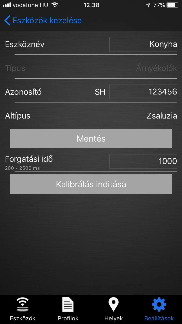 Telepítés és beállítás Ha az árnyékoló nincs még megfelelő módon telepítve lehetőség van a kalibrációt később elvégezni, ekkor az Akarja kalibrálni az eszközt?