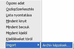 5.5. Képzések import A képzésekre vonatkozó adatok kitöltése elsősorban angolul illetve magyarul történik. Lehetőség van egyszerre több képzés adatait bevinni az archivált képzésekhez. 5.5.1.