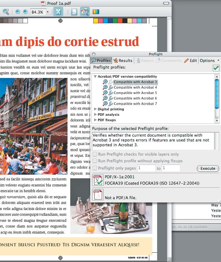 PDF/X ellenőrzés az Adobe Acrobat-tal Az Acrobat 8 Professional és az Acrobat 9 Pro különleges pluginok nélkül