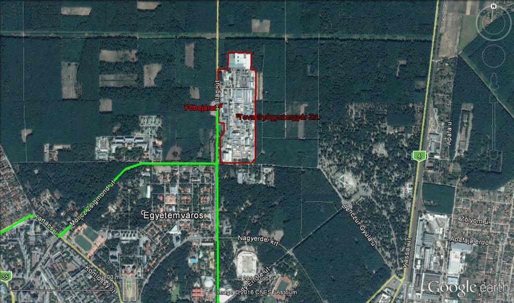 2 A veszélyes anyagokkal foglalkozó üzem környezetének bemutatása 2.1 Elhelyezkedés, megközelítés A Teva Gyógyszergyár Zrt. (továbbiakban: Gyógyszergyár) Debrecen Pallagi út 13.