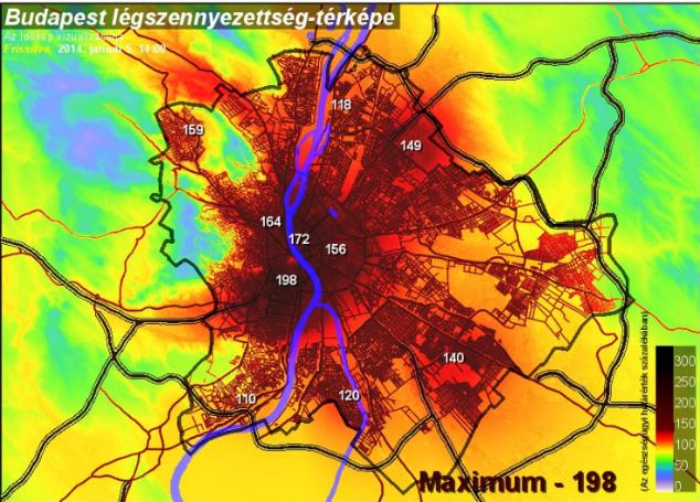 7. feladat Tanulmányozd az ábrát! 2015. január 5. a. Budapest mely részein a legmagasabb a szálló por mennyisége? b. Mik lehetnek a levegőszennyezés okai?... c.