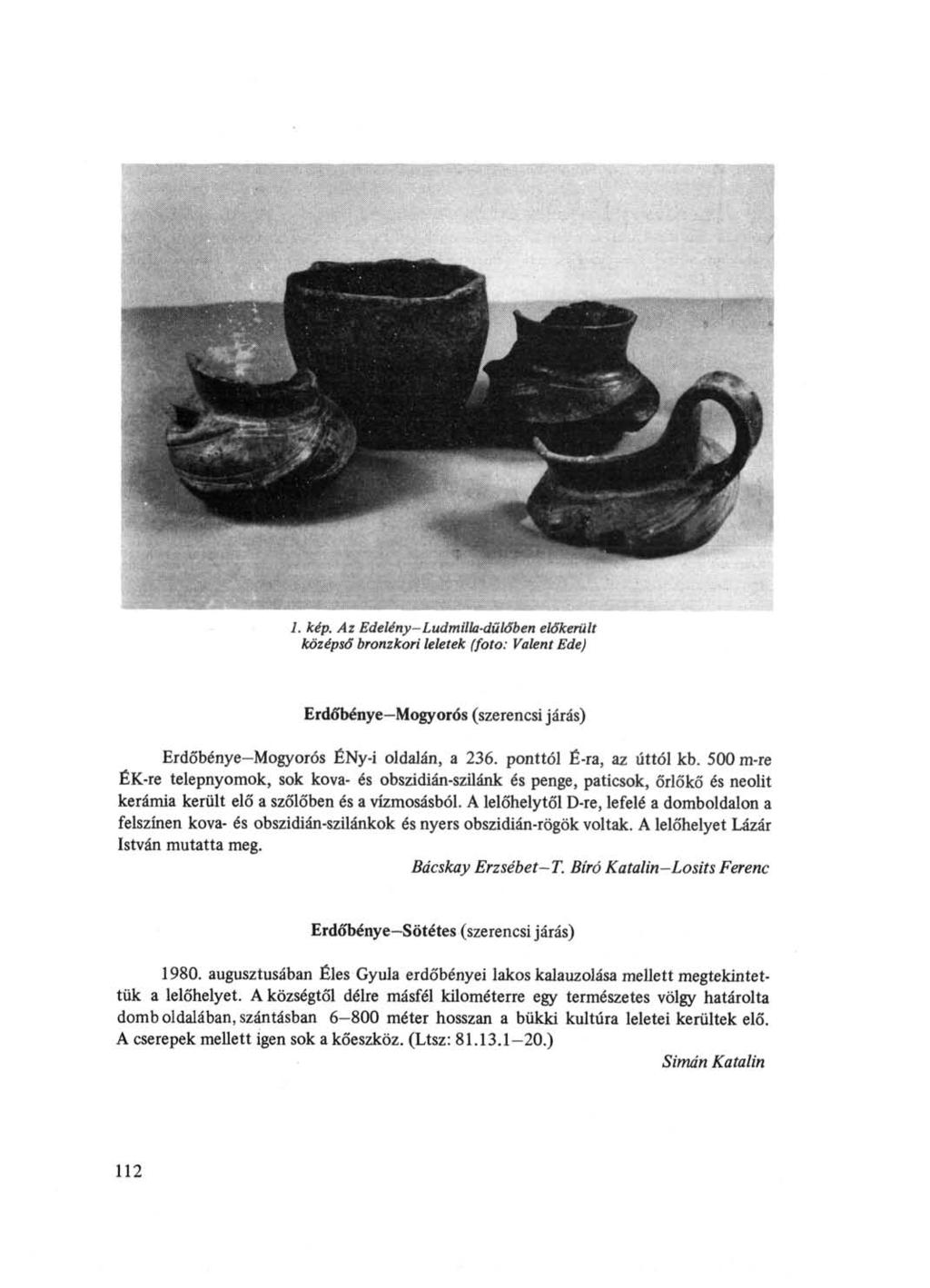 _^** M «ttwf 1. kép. Az Edelény-Ludmilla-dűlőben előkerült középső bronzkori leletek (foto: Válent Ede) Erdőbénye Mogyorós (szerencsi járás) Erdőbénye-Mogyorós ÉNy-i oldalán, a 236.