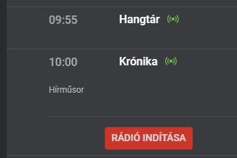 Itt az adott műsorelemre kattintva legördül a RÁDIÓ