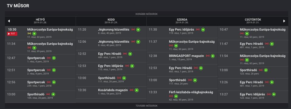 Az adások mellett jelölve vannak az adott műsorra vonatkozó korhatár jelölések.