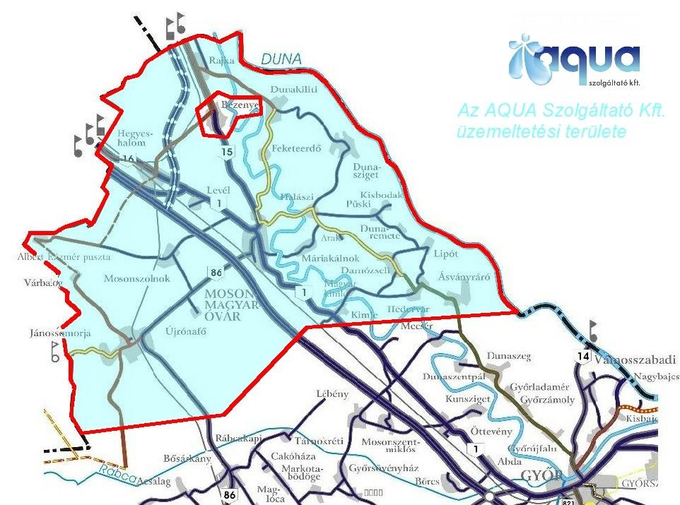 AQUA Szolgáltató Kft. Üzletszabályzat (módosítás tervezet) 2018. november 8. 3. sz. melléklet: Az AQUA Szolgáltató Kft. ellátási területe Az AQUA SZOLGÁLTATÓ KFT.