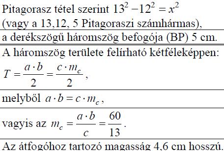 harmadik megoldás 685. A DEF derékszögű háromszög DE befogója 7 cm-rel rövidebb, mint a DF befogó. Az átfogó 2 cm-rel hosszabb, mint a DF befogó.