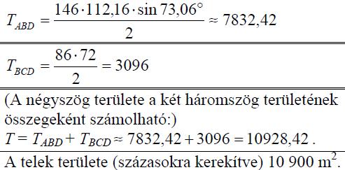 752. Egy 19 méter sugarú körben az AC húr 40 -os szöget zár be az AB átmérővel. Az AB és az AC szakaszok a körlapot három részre osztják. Számítsa ki a BC szakasz hosszát!