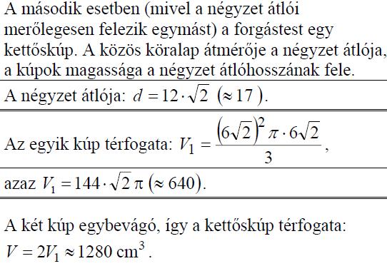 947. Az ABCD rombusz AC átlójának hossza 12 cm, BD átlójának hossza 5 cm. A rombuszt megforgatjuk az AC átló egyenese körül.