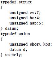 struct/union/enum szemely x; scanf( %hu, &x.kod)