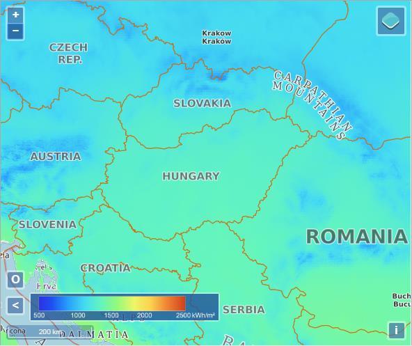 Napenergia potenciál Forrás: http://re.jrc.ec.europa.