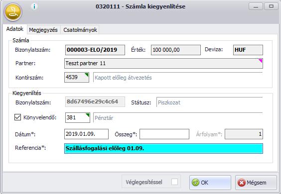 Az előlegszámla készítése nem változot,