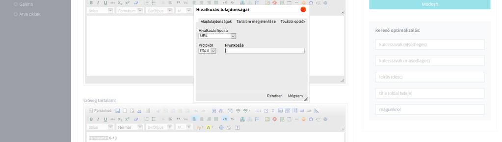 A tartalom a látogatók számára csak akkor jelenik meg, ha bekattintjuk a "megjelenik a tartalom a weboldalon" lehetőséget. Az itt található "mentés/módosítás" gomb is használható a mentésre.