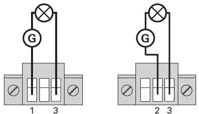 ábra. Hagyományos relé port csatlakoztatás A 26. Ábrán egy példa látható, ahol a lámpa a relé kimeneti érintkezőkhöz csatlakozik.