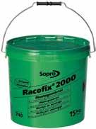 Speciális habarcsok és anyagok Racofix 2000 Racofix 2000 Gyorsjavító Schnellmontagemörtel Nagyon környezetkímélő 1 egység vízhez 3 egység Racofix 2000 ill.