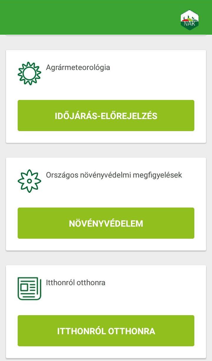 NAK mobilapplikáció NAK applikáció frissítése Android és IOS platformokra Applikáció nee: NAK Modulok: