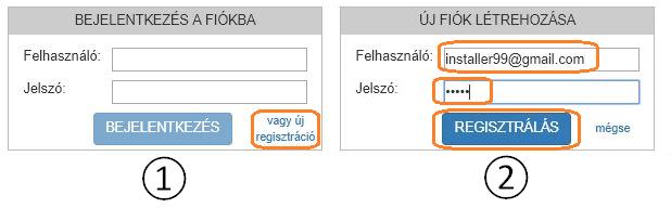 3.2.1 Felhasználói fiók regisztrációja az IoT szerveren A legelső lépés egy felhasználói fiók regisztrálása a szerveren.