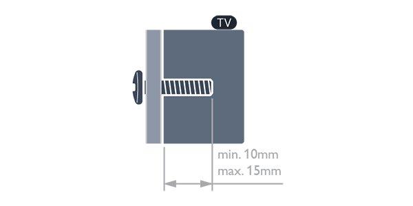 VESA MIS-F 400x400, M6 7109-es sorozatú 42"-os/47"-os TV-készülékek esetén VESA MIS-F 300x300, M6 2 Üzembe helyezés Vigyázat 2.