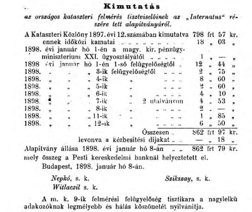 Catastrum 3. évfolyam (2016), 1. szám, 35 41. 35 Závoczki Adrienn Az Országos Felmérési Tisztviselők Internátus- és Segélyegylete Az Országos Kataszteri Felmérés 9.