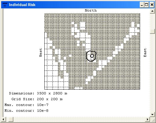 6.4.2) Összesített egyéni kockázat Az összesített egyéni kockázat megállapításakor a kialakított négyzetrács 100 x 100 m.