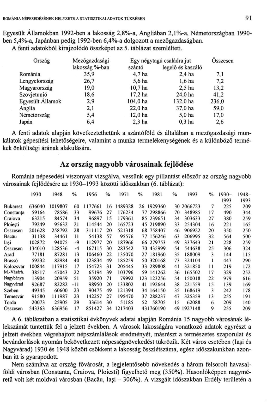 ROMÁNIA NÉPESEDÉSÉNEK HELYZETE A STATISZTIKAI ADATOK TÜKRÉBEN 9 1 Egyesült Államokban 1992-ben a lakosság 2,8%-a, Angliában 2,1%-a, Németországban 1990- ben 5,4%-a, Japánban pedig 1992-ben 6,4%-a
