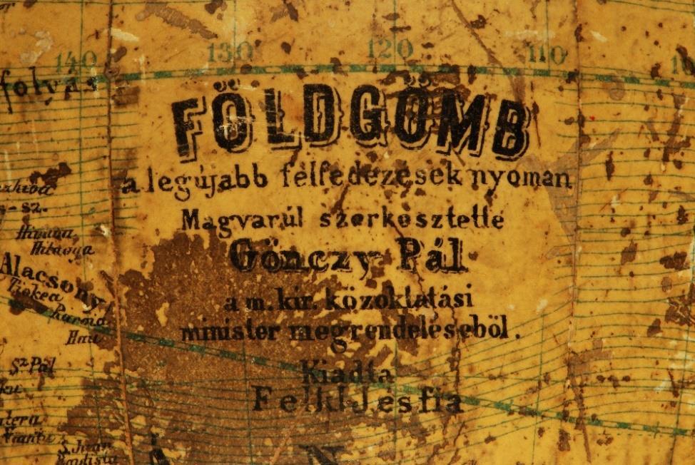 Domborzati-politikai földgömb VGM ID: 144 Kiadás ideje: 1884 után Átmérő: 13,2 cm (5 bécsi hüvelyk) Méretarány: 1 : 100 000 000 Magyar