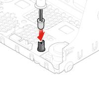 96. ábra A világító piros pont kábelének beszerelése 97. ábra A műanyag védő beszerelése 98. ábra A meghajtó-bővítőhely lezárása 5. Csatlakoztassa az új világító piros pont kábelét az alaplaphoz. 6.