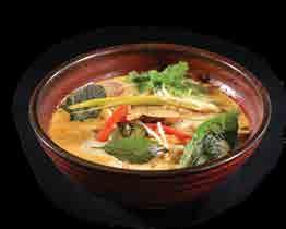 2770 Tom-Yum TOM-YUM VEGA / TOFU / CSIRKÉS / RÁKOS TOM-YUM VEGGIE / TOFU / CHICKEN / SHRIMPS Curry paszta, kókusztej, üvegtészta, curry,