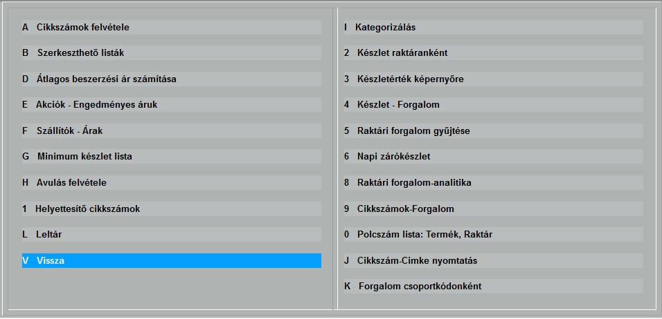 5. Cikkszámok, raktárkészlet Ebben a menüpontban felveheti, módosíthatja a cikkszám törzsadatokat. Kezelheti a raktárak készleteit. Listázhatja mennyiségben, értékben a készletet.