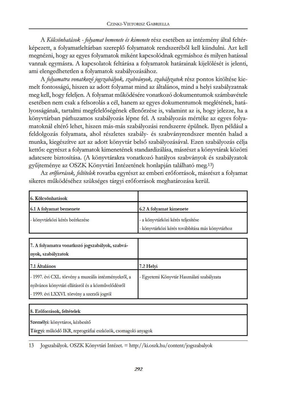 AKölcsönhatások-folyamatbemeneteéskimeneterészesetébenazintézményáltalfeltérképezet,afolyamatleltárbanszereplőfolyamatokrendszerébőlkelkindulni.