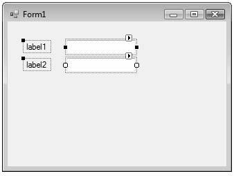 Bradley Millspaugh: 2. User Interface Design Text 87 C H A P T E R 2 79 F i gure 2. 12 When multiple controls are selected, each has resizing handles (if resizable).