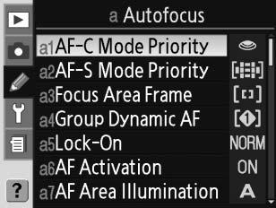 Beállítás Leírás Normal Frame (11 Areas) A felhasználó 11 fókuszmező közül választhat, a fényképezőgép a (Normál mezők (11 mező)) kiválasztott fókuszmezőre állítja az élességet.