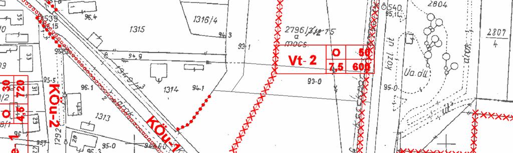 Módosítással az érintett területen a településközpont vegyes terület (Vt-3) jelű építési övezetbe kerül. Előírásai a HÉSZ 8. -a szerint: 8.