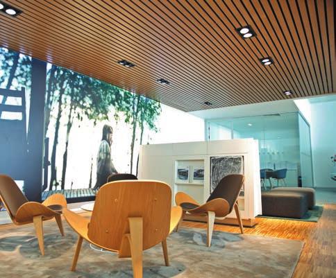 Volvo - Taşdelen / TURKEY sepia wooden ceiling and wall cladding systems Linear In Sepia Linear, the wooden slats are designed horizontally to a specific axis, according to the