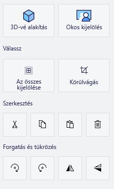 A jobb panelen menüben a következőket tudjuk a kijelölt területtel csinálni: 3D-s objektummá tudjuk alakítani: o kiemeljük a lap síkjából o tudjuk térben