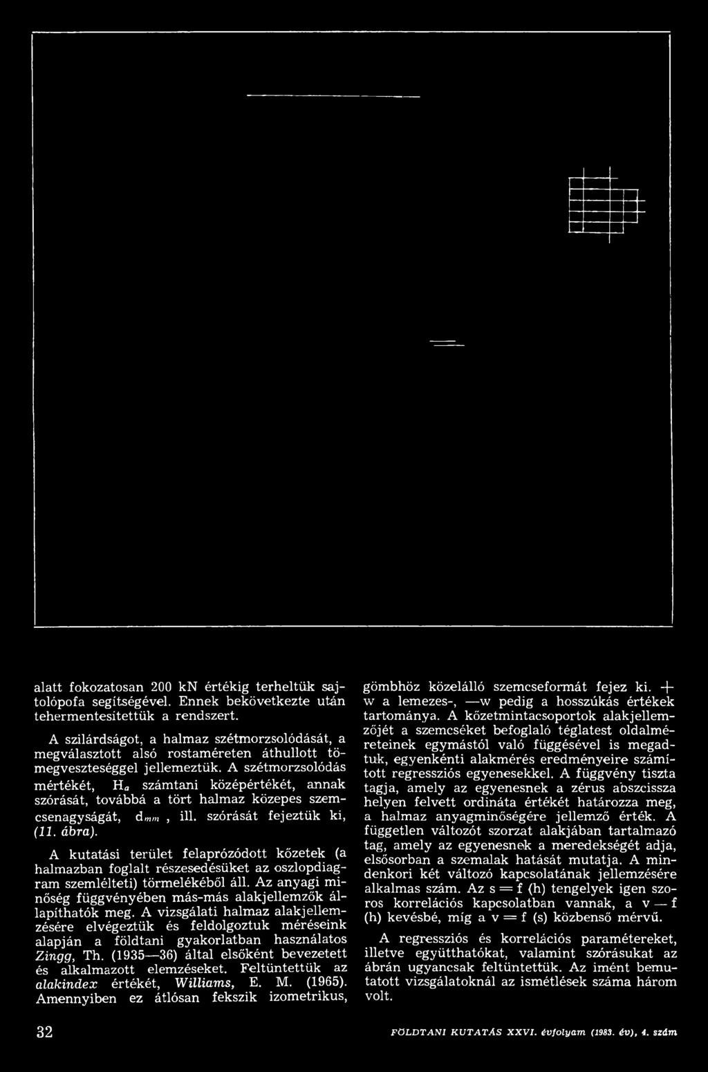 A vizsgálati halmaz alakjellemzésére elvégeztük és feldolgoztuk méréseink alapján a földtani gyakorlatban használatos Zingg, Th. (1935 36) által elsőként bevezetett és alkalmazott elemzéseket.