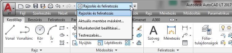 RAJZMÓDOSÍTÓ PARANCSOK 23 megoldást szeretné használni, az inkább váltson át az AutoCAD LT Classic munkatérre.