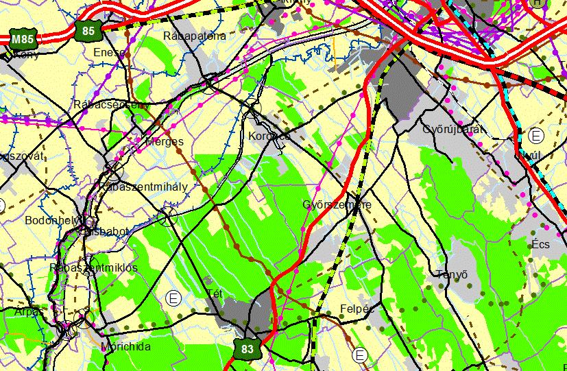 A tervezett módosítások az országos terv övezeteinek előírásaival nem ellentétesek. Megyei tervvel való összhang bemutatása: Győr-Moson-Sopron Megye Önkormányzata Közgyűlése a 10/2005.(VI.24.