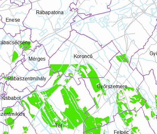 A módosítások területe a térségi jelentőségű tájképvédelmi terület övezetét, az ökológiai folyosó övezetét, az erdőépítésre alkalmas terület övezetét és a földtani