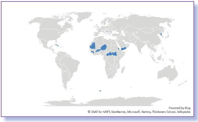 1) AZ 5G ALAPHÁLÓZATA: LTE b) LTE fehérfoltok (not-spot) a világban (forrás: GSA) A világon kevés országban nincs LTE hálózat: Burkina Faso, Közép- Afrikai Köztársaság, Djibuti,