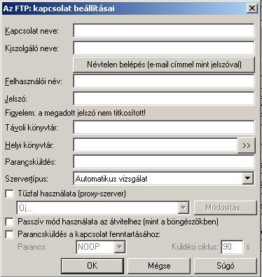 FTP kapcsolat Total Commanderrel Honlapom ftp.uw.hu kakukk Tetszőleges név lehet! Az ftp szerver neve!